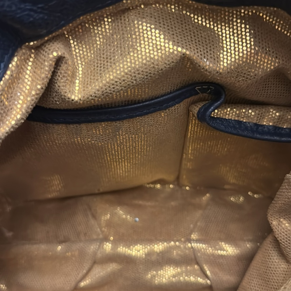 Blue fringe, Genuine Leather crossbody bag. frosting by Mary Norton. - Picture 6 of 7
